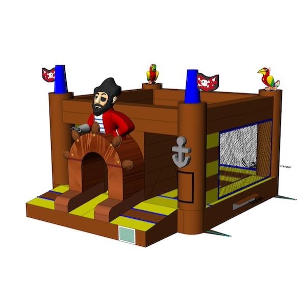 Stormbaan Piraat Deel 3 huren bij Happy Rent Opblaasbare stormbaan in piratenthema – ideaal voor zeskampen en sportdagen