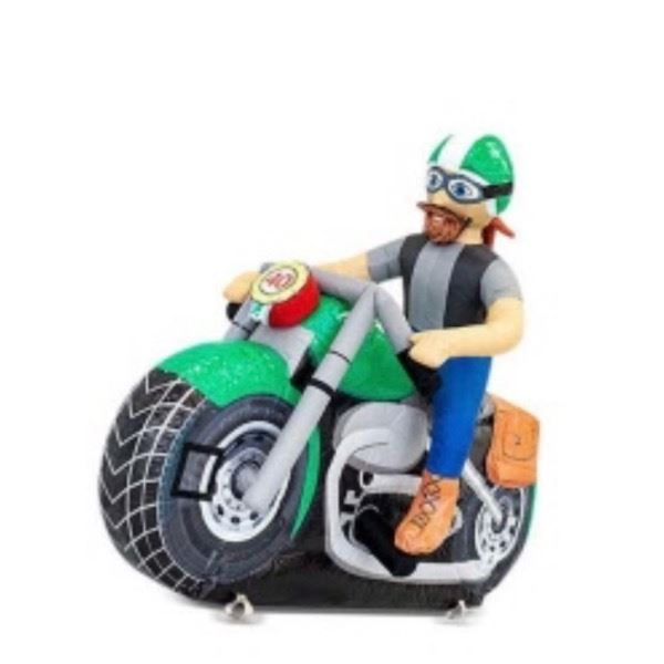 Abraham op Motor huren bij Happy Rent Stoere opblaasbare Abraham op motor met zonnebril en leren jack β perfecte blikvanger